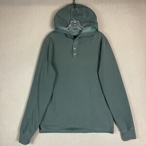 Manduka Hoodie Womens M Green Button Up Long Sleeve Pockets Pullover‎ Sweatshirt